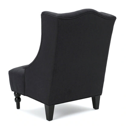 Charcoal 27.5  High Back Upholstered Button Tufted Club Chair