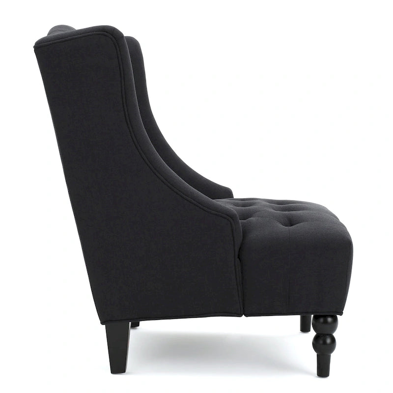Charcoal 27.5  High Back Upholstered Button Tufted Club Chair