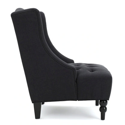 Charcoal 27.5  High Back Upholstered Button Tufted Club Chair