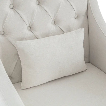Beige 30  Upholstered Tufted Arm Chair with Lumbar Pillow