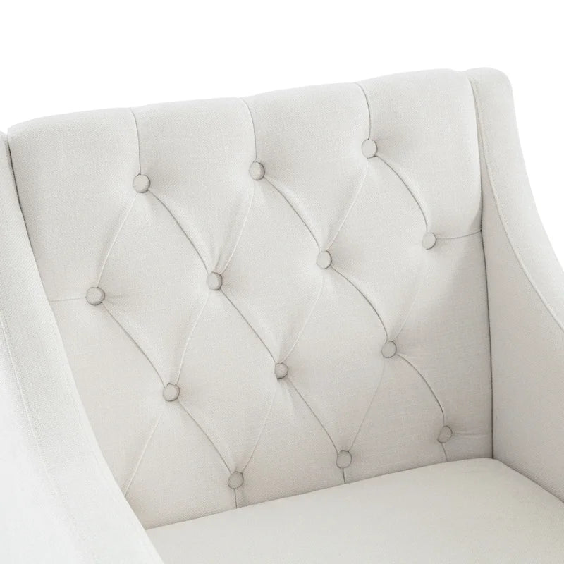 Beige 30  Upholstered Tufted Arm Chair with Lumbar Pillow