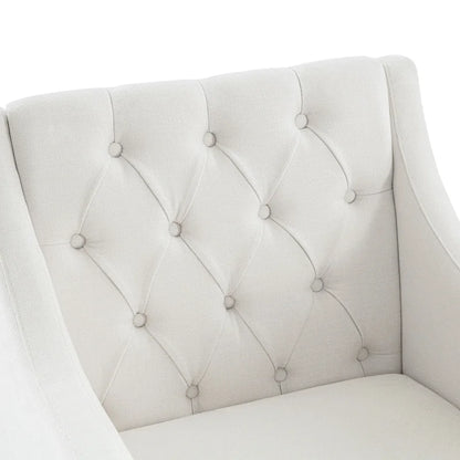 Beige 30  Upholstered Tufted Arm Chair with Lumbar Pillow