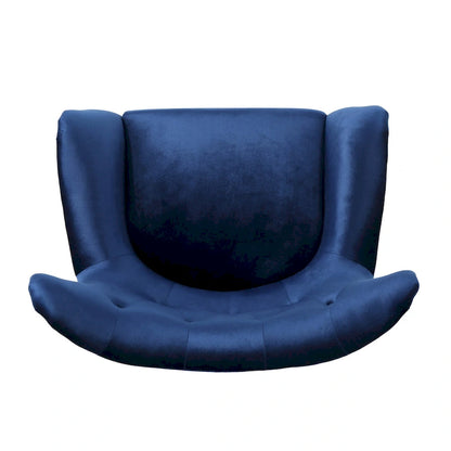 Navy Blue 34.25  Velvet Wingback Arm Chair