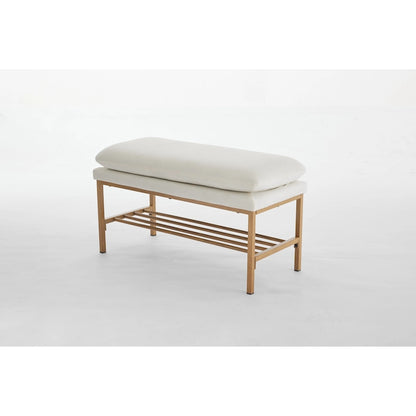 Linen Upholstered Storage Shoe Bench