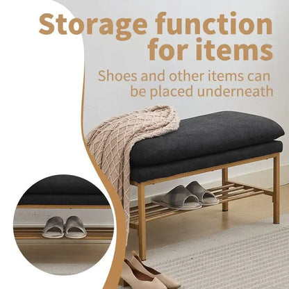 Linen Upholstered Storage Shoe Bench