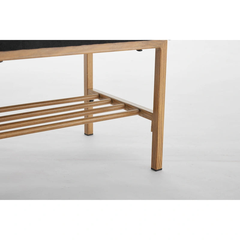 Linen Upholstered Storage Shoe Bench