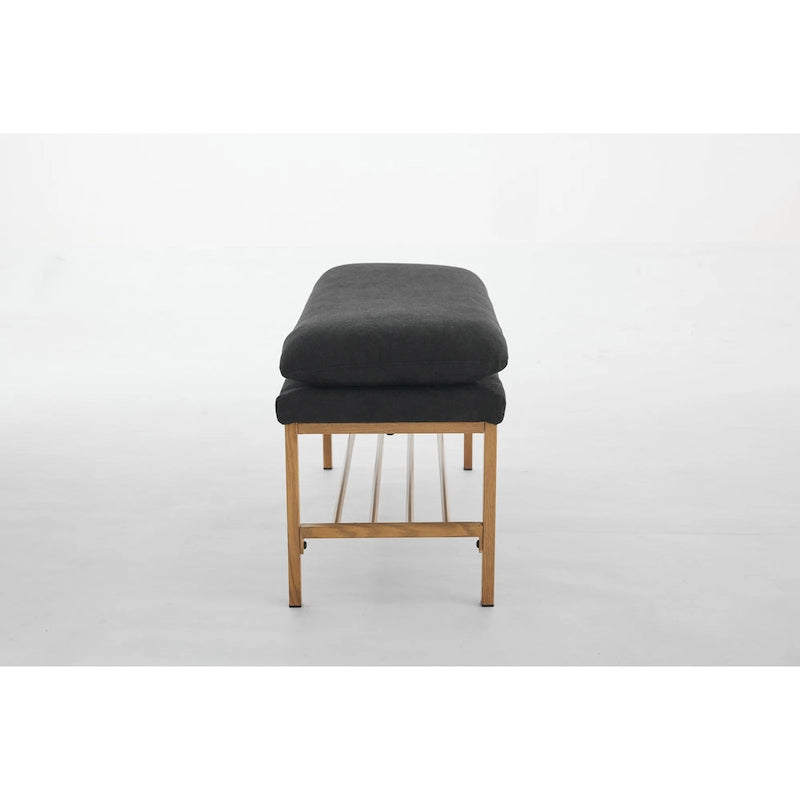 Linen Upholstered Storage Shoe Bench