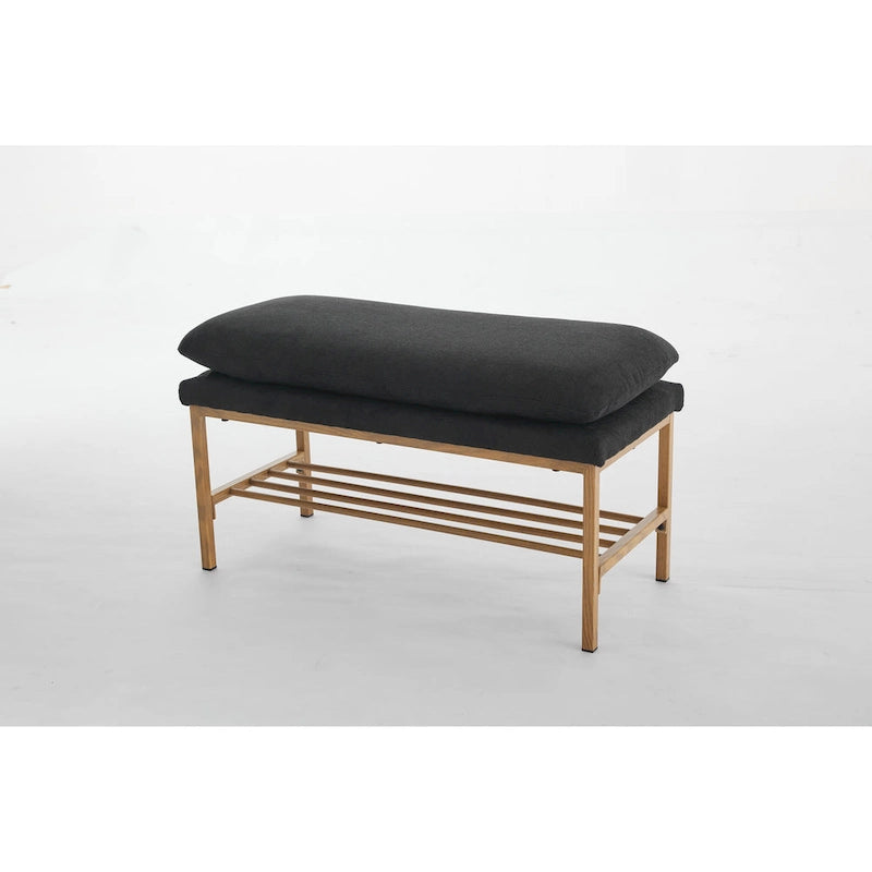 Linen Upholstered Storage Shoe Bench