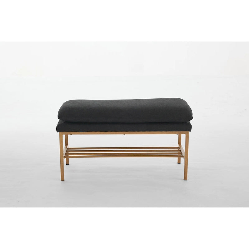 Linen Upholstered Storage Shoe Bench