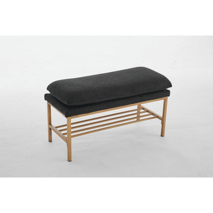 Linen Upholstered Storage Shoe Bench