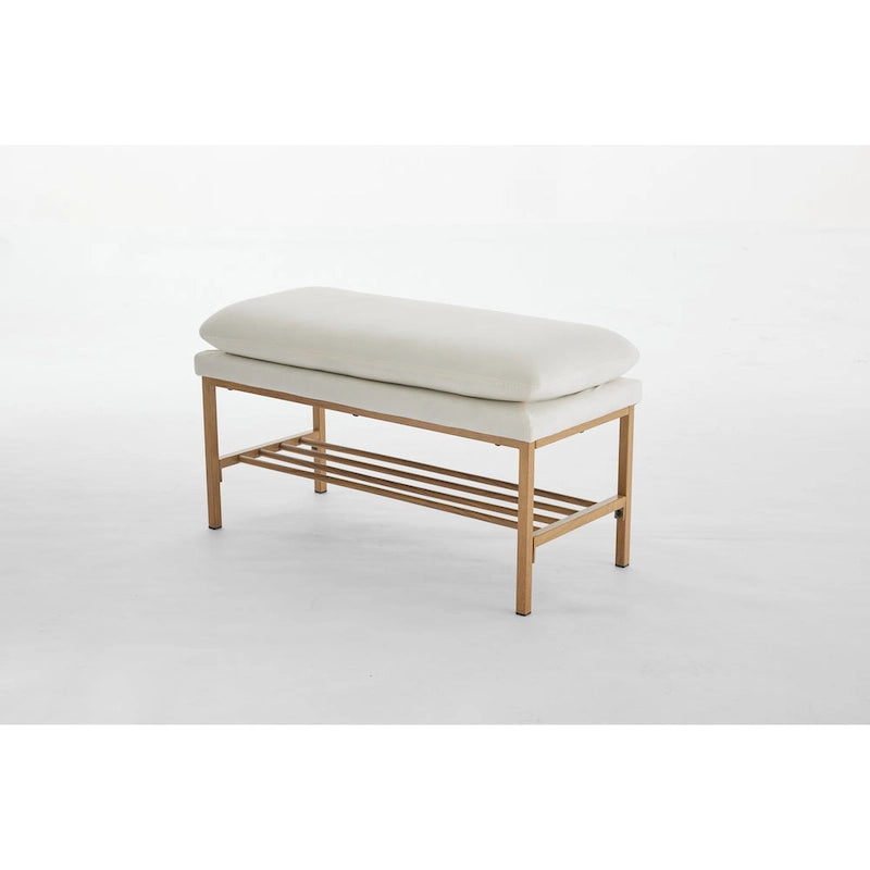 Linen Upholstered Storage Shoe Bench