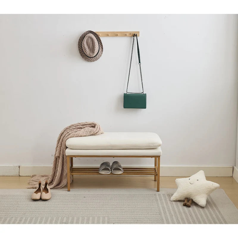 Linen Upholstered Storage Shoe Bench
