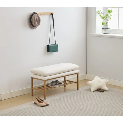 Linen Upholstered Storage Shoe Bench