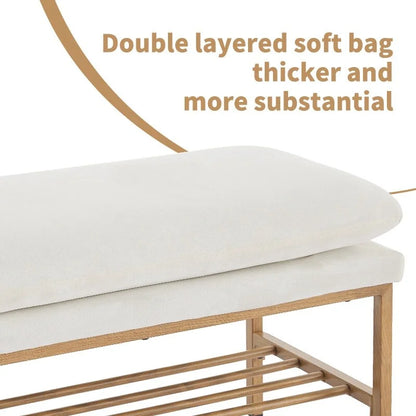 Linen Upholstered Storage Shoe Bench