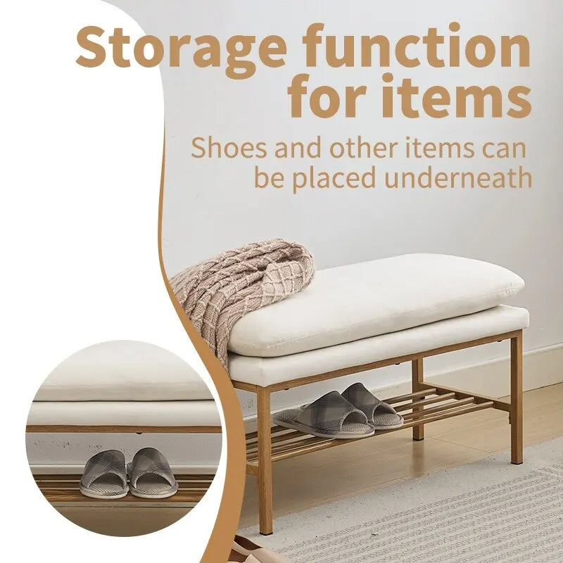 Linen Upholstered Storage Shoe Bench