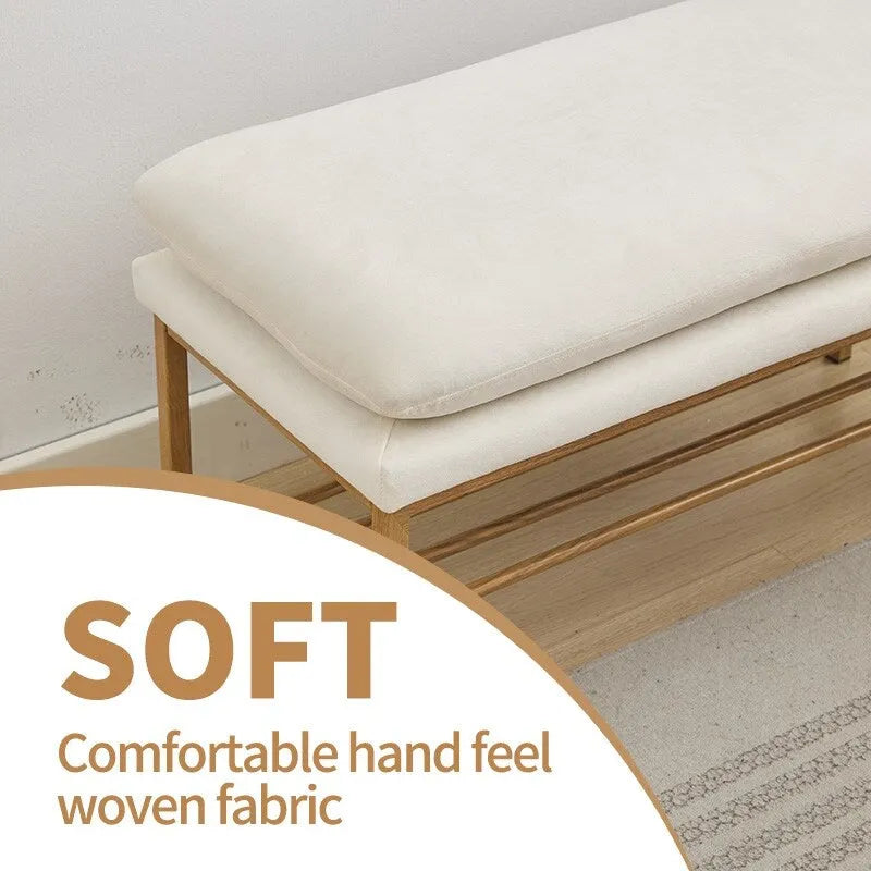 Linen Upholstered Storage Shoe Bench