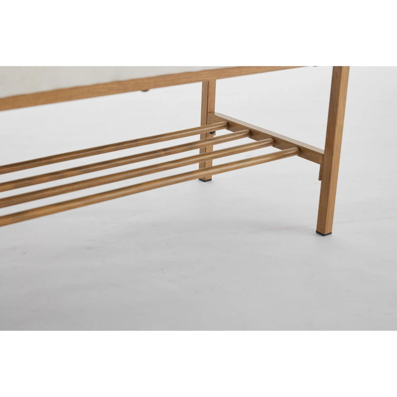 Linen Upholstered Storage Shoe Bench