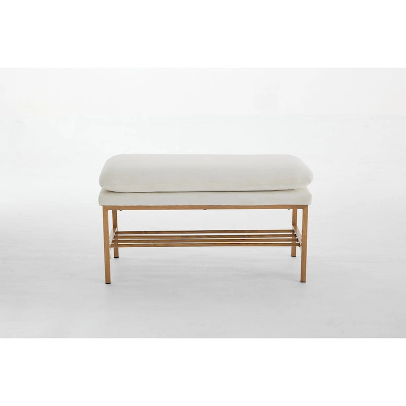 Linen Upholstered Storage Shoe Bench