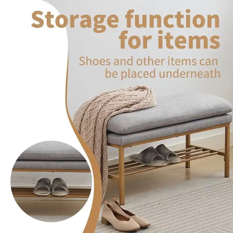 Linen Upholstered Storage Shoe Bench