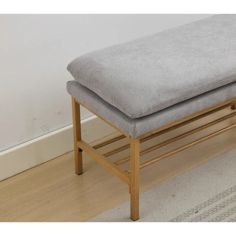 Linen Upholstered Storage Shoe Bench
