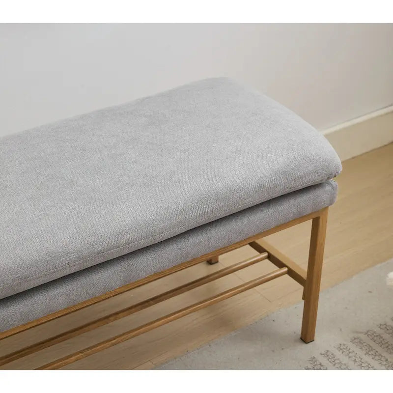 Linen Upholstered Storage Shoe Bench