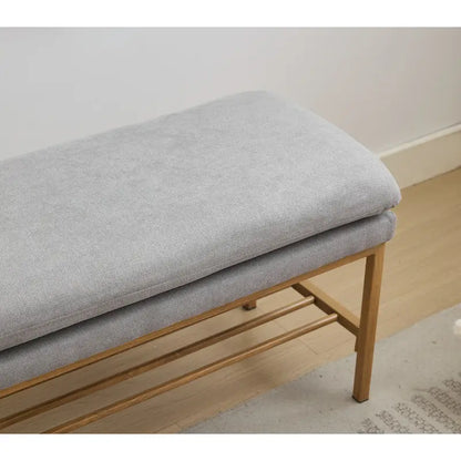 Linen Upholstered Storage Shoe Bench