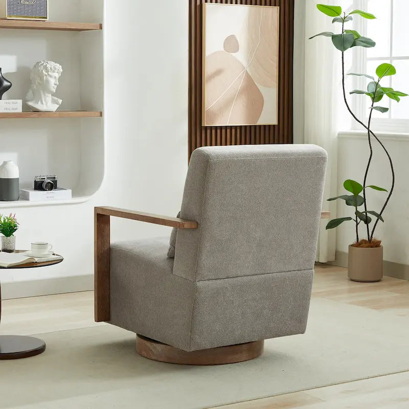 30.31  Linen Blend Upholstered 360 Swivel Accent Chair