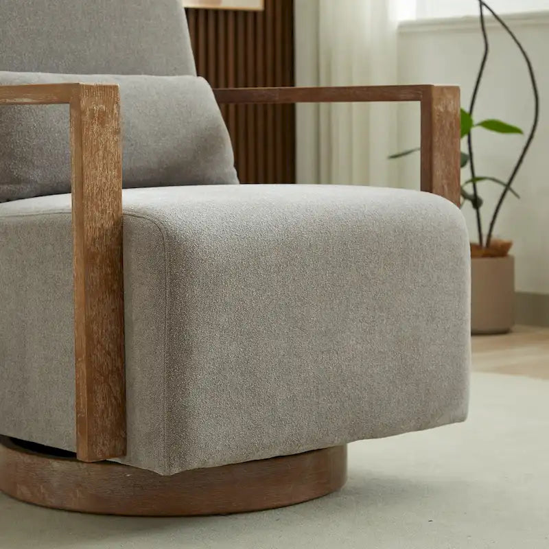 30.31  Linen Blend Upholstered 360 Swivel Accent Chair
