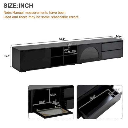 Modern TV Stand with Fluted Glass Door for TVs Up to 100 , Media Console with Sliding Door & 2 Drawers