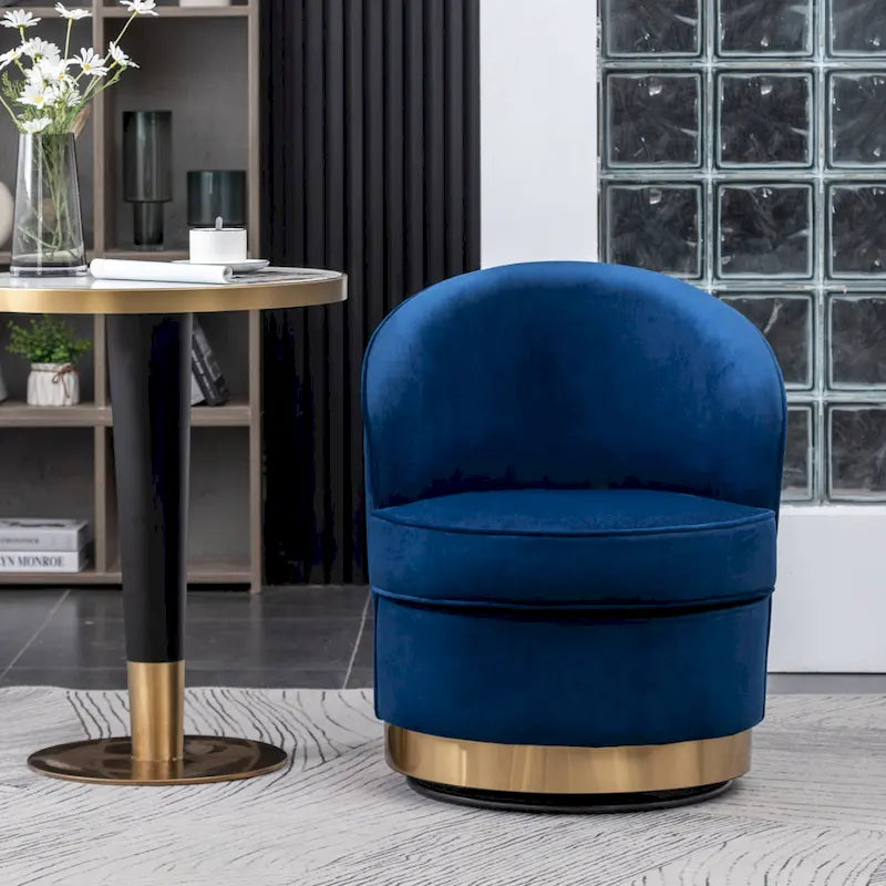 Blue 22  Upholstered Velvet Accent Chair with Swivel Base