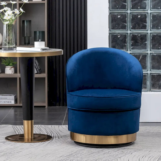 Blue 22  Upholstered Velvet Accent Chair with Swivel Base
