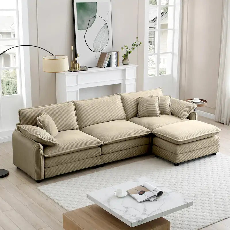 DIY Customization Corduroy Upholstered Armless Modular Sectional Sofa