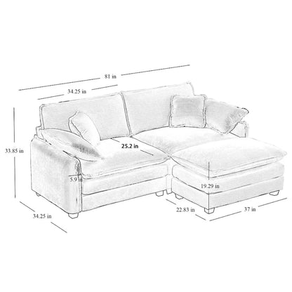 DIY Customization Corduroy Upholstered Armless Modular Sectional Sofa