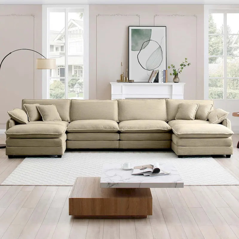 DIY Customization Corduroy Upholstered Armless Modular Sectional Sofa