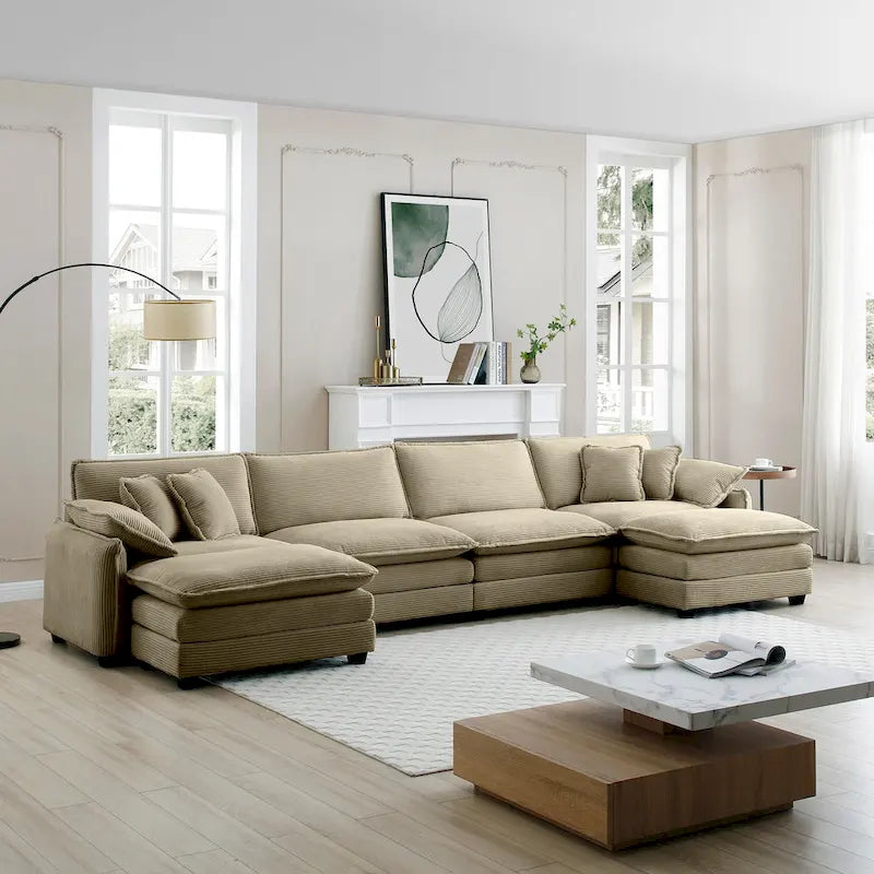 DIY Customization Corduroy Upholstered Armless Modular Sectional Sofa