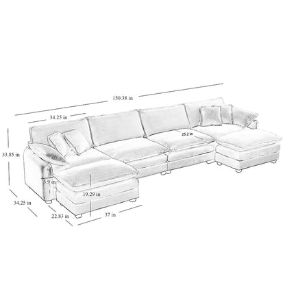 DIY Customization Corduroy Upholstered Armless Modular Sectional Sofa