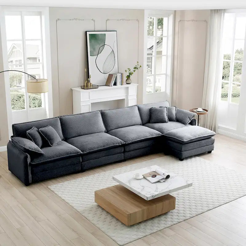 DIY Customization Corduroy Upholstered Armless Modular Sectional Sofa