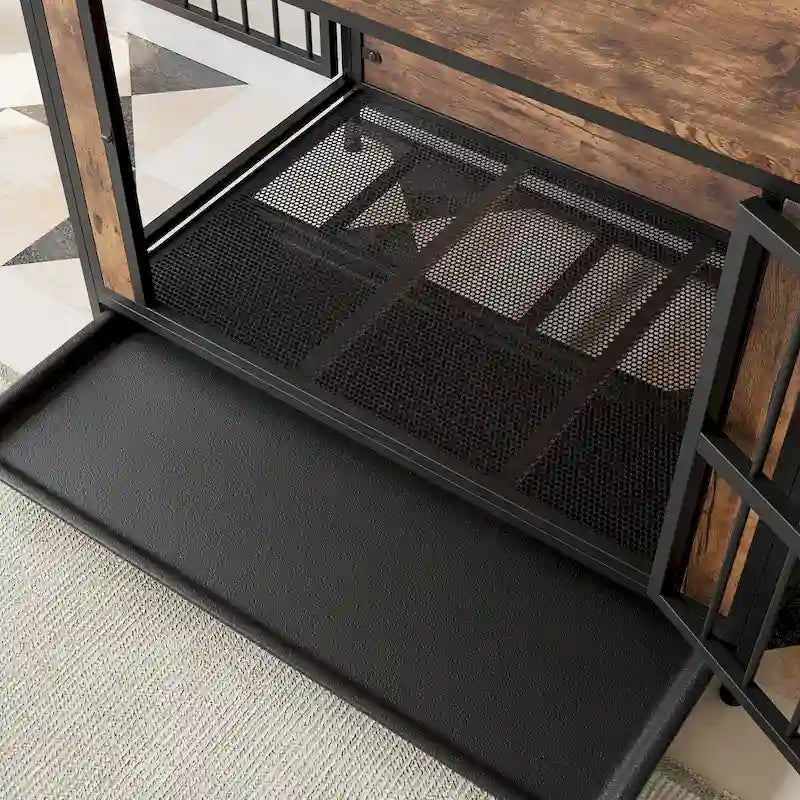 Dog Crate Furniture,Wooden Dog Crate Table,38.9  Dog Kennel with 2 Sliding Doors and Thick Iron Door Frame,Decorative Pet House