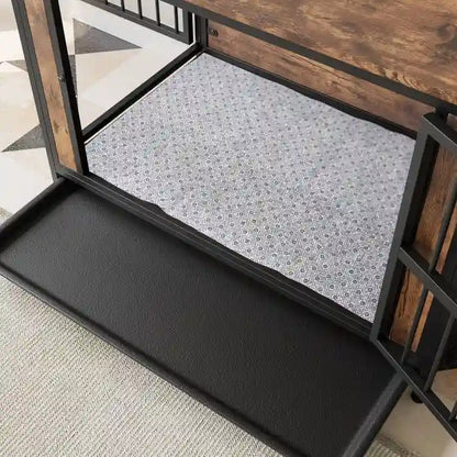 Dog Crate Furniture,Wooden Dog Crate Table,38.9  Dog Kennel with 2 Sliding Doors and Thick Iron Door Frame,Decorative Pet House