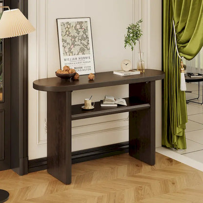 Elegant Minimalist Console Table with Rounded Edges and Sturdy Shelf Design for Entryway, Living Room