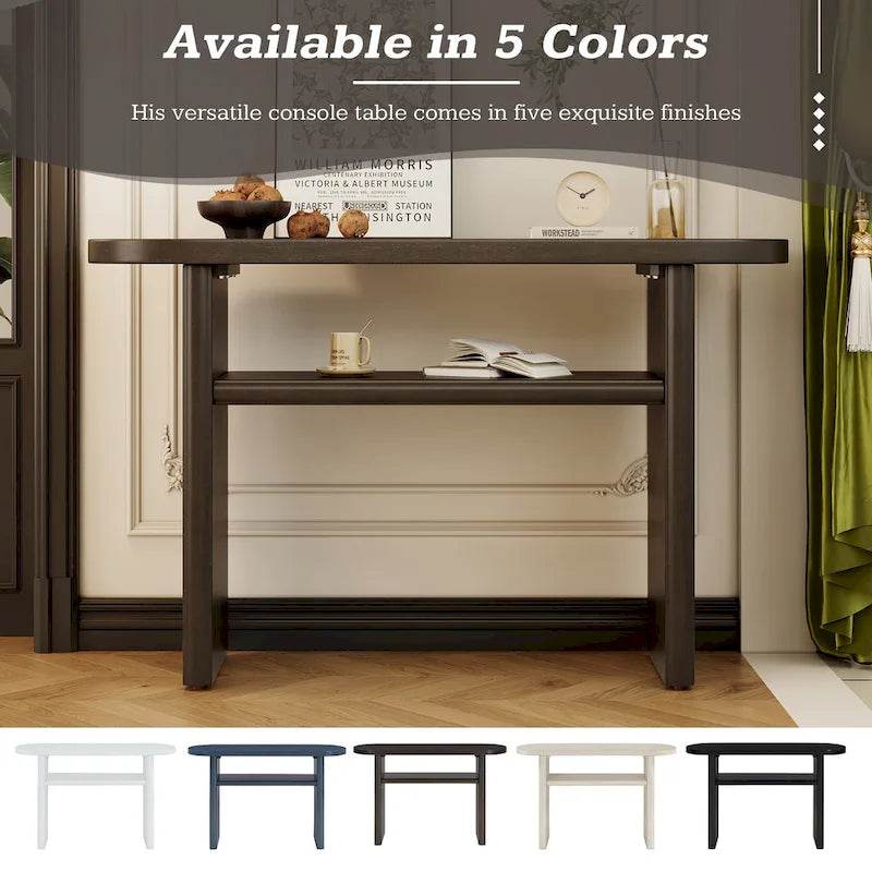 Elegant Minimalist Console Table with Rounded Edges and Sturdy Shelf Design for Entryway, Living Room