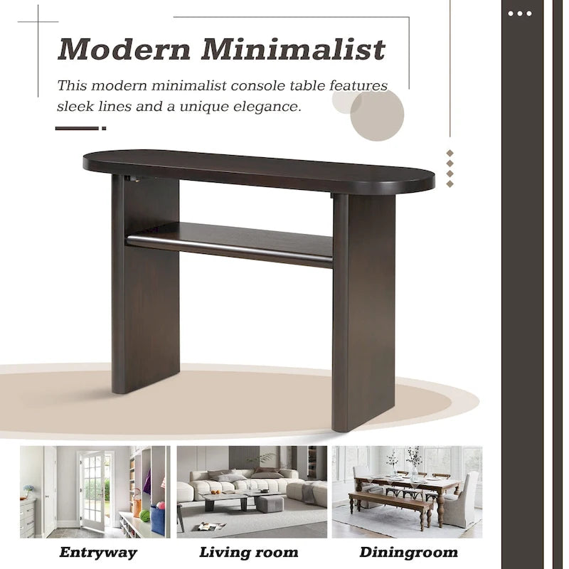 Elegant Minimalist Console Table with Rounded Edges and Sturdy Shelf Design for Entryway, Living Room