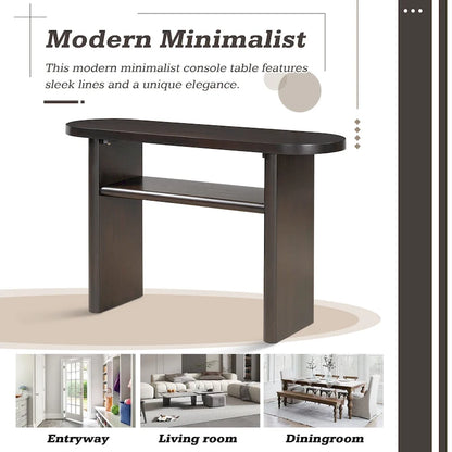 Elegant Minimalist Console Table with Rounded Edges and Sturdy Shelf Design for Entryway, Living Room