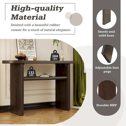 Elegant Minimalist Console Table with Rounded Edges and Sturdy Shelf Design for Entryway, Living Room