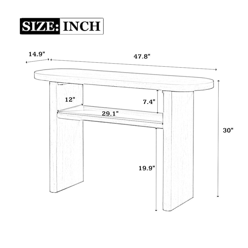 Elegant Minimalist Console Table with Rounded Edges and Sturdy Shelf Design for Entryway, Living Room
