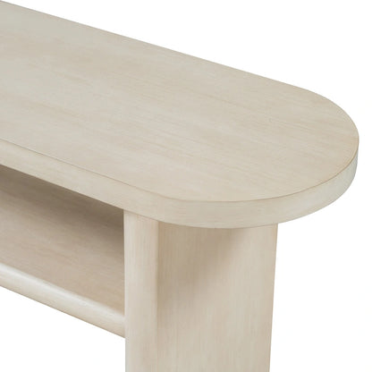 Elegant Minimalist Console Table with Rounded Edges and Sturdy Shelf Design for Entryway, Living Room