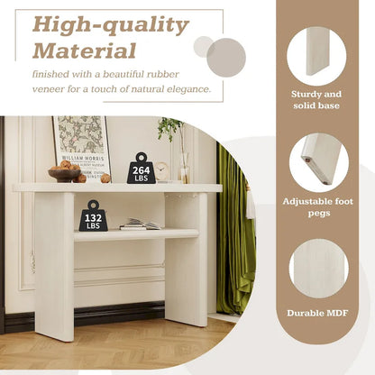 Elegant Minimalist Console Table with Rounded Edges and Sturdy Shelf Design for Entryway, Living Room