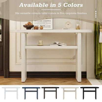 Elegant Minimalist Console Table with Rounded Edges and Sturdy Shelf Design for Entryway, Living Room