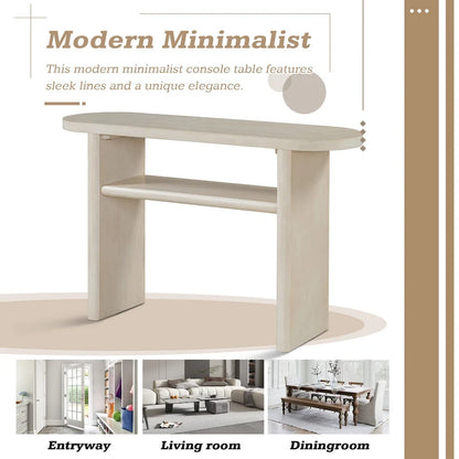Elegant Minimalist Console Table with Rounded Edges and Sturdy Shelf Design for Entryway, Living Room