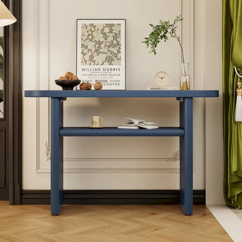 Elegant Minimalist Console Table with Rounded Edges and Sturdy Shelf Design for Entryway, Living Room